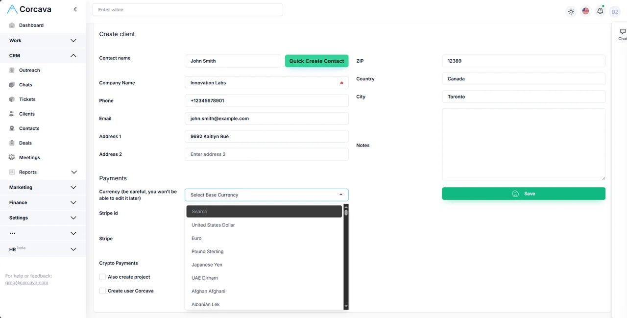 Base Currency Selection
