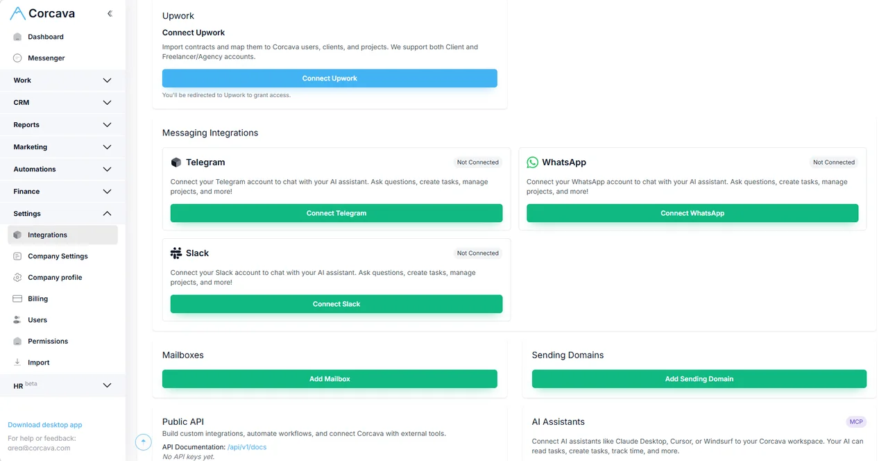 Lista de integraciones de conectividad de Corcava con Microsoft 365
