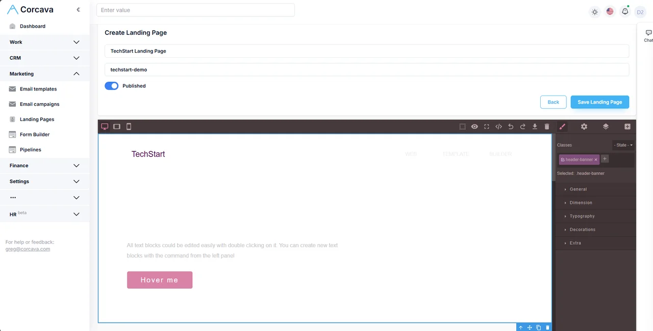Corcava Landing Page Builder