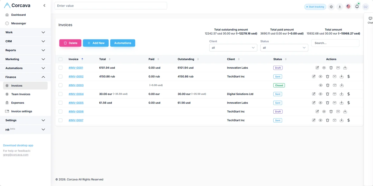 Crypto and card invoice payment options