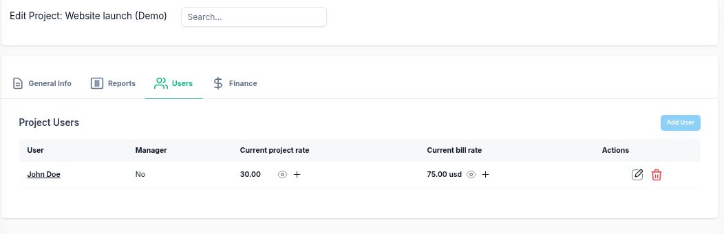 Corcava Website launch demo project with an internal cost rate of 30 and client bill rate of 75 US dollars per hour